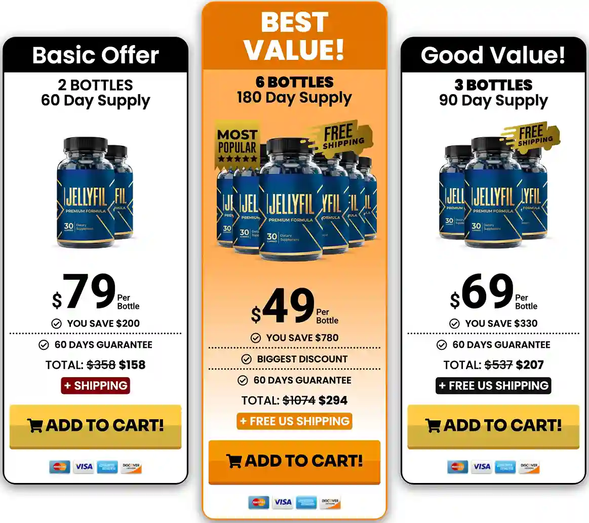 Jellyfil Pricing 2 Bottle 3 Bottle 6 Bottle Packages